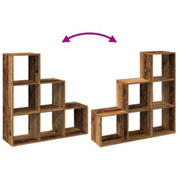 Walplus Room Divider Bookcase 3 Tier Old Wood 99X29X99 Cm Engineered Wood - thumbnail 8
