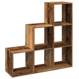 Walplus Room Divider Bookcase 3 Tier Old Wood 99X29X99 Cm Engineered Wood - thumbnail 7