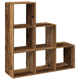 Walplus Room Divider Bookcase 3 Tier Old Wood 99X29X99 Cm Engineered Wood - thumbnail 2