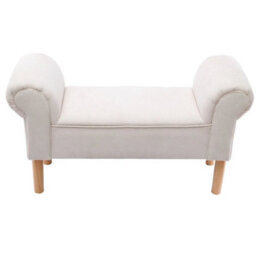 Beige Linen Bedroom Upholstered Bench End Sofa Chair Chaise Lounge Bench Window Seat Stool - thumbnail 4