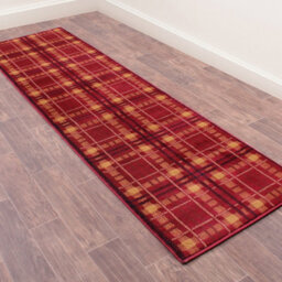Tartan Red Chequered Tartan Easy To Clean Rug For Dining Room-160Cm X 225Cm - thumbnail 9