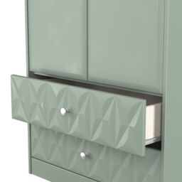 San Jose Ready Assembled Contemporary Matt Green 2 Drawer Tall Double Wardrobe (H)1960mm (W)740mm (D)520mm - thumbnail 6