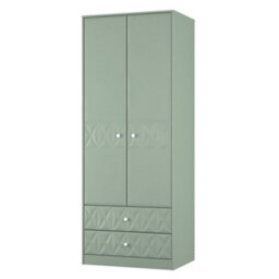 San Jose Ready Assembled Contemporary Matt Green 2 Drawer Tall Double Wardrobe (H)1960mm (W)740mm (D)520mm - thumbnail 1