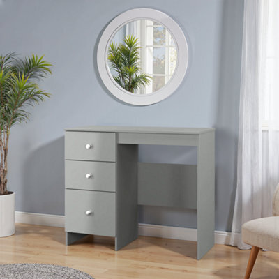 Yarmouth Ready Assembled Satin Grey 3 Drawer Non-Extendable Dressing Table (H)785mm (W)904mm (D)390mm - image 1