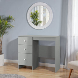 Yarmouth Ready Assembled Satin Grey 3 Drawer Non-Extendable Dressing Table (H)785mm (W)904mm (D)390mm