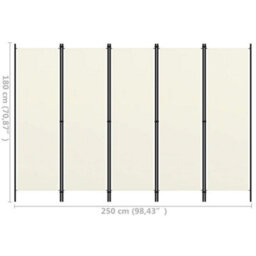 Berkfield 5-Panel Room Divider Cream White 250X180 Cm - thumbnail 6