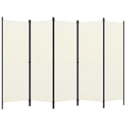Berkfield 5-Panel Room Divider Cream White 250X180 Cm - thumbnail 2