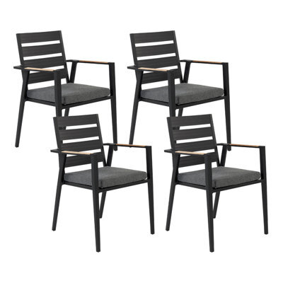 Beliani Set Of 4 Garden Chairs With Cushions Taviano Metal Black - image 1