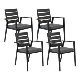 Beliani Set Of 4 Garden Chairs With Cushions Taviano Metal Black