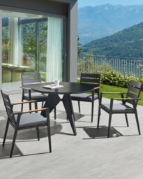 Beliani Set Of 4 Garden Chairs With Cushions Taviano Metal Black - thumbnail 2