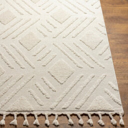 Livabliss Nora-Geometric Grey Ivory High Pile Fringe Living Dining Bedroom Rug 140 X 200 Cm Easy Care, Non Shedding - thumbnail 5
