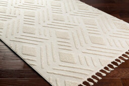 Livabliss Nora-Geometric Grey Ivory High Pile Fringe Living Dining Bedroom Rug 140 X 200 Cm Easy Care, Non Shedding - thumbnail 6