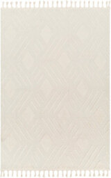 Livabliss Nora-Geometric Grey Ivory High Pile Fringe Living Dining Bedroom Rug 140 X 200 Cm Easy Care, Non Shedding - thumbnail 1
