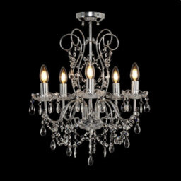 Valuelights Viscount 5 Way Silver Chrome Ceiling Light Chandelier With Lead Crystal Droplets - thumbnail 6