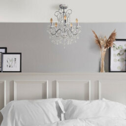 Valuelights Viscount 5 Way Silver Chrome Ceiling Light Chandelier With Lead Crystal Droplets - thumbnail 5