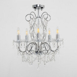 Valuelights Viscount 5 Way Silver Chrome Ceiling Light Chandelier With Lead Crystal Droplets - thumbnail 4