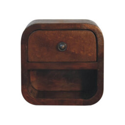Wyld Haus Cagliari Small Curved Chestnut Bedside Table With Open Slot - thumbnail 2