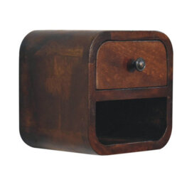 Wyld Haus Cagliari Small Curved Chestnut Bedside Table With Open Slot - thumbnail 3