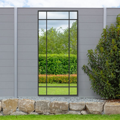 "Mirroroutlet - The Genestra - Black Contemporary Wall & Leaner Garden Mirror 71""x 33"" (180 X 85 Cm)" - image 1