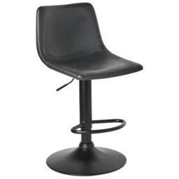Wyld And Coco Ecolux Two Bar Stools Black Faux Leather Swivel Set Of 2 - Height Adjustable. - thumbnail 5
