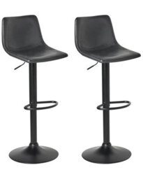 Wyld And Coco Ecolux Two Bar Stools Black Faux Leather Swivel Set Of 2 - Height Adjustable. - thumbnail 2