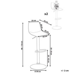 Wyld And Coco Ecolux Two Bar Stools Black Faux Leather Swivel Set Of 2 - Height Adjustable. - thumbnail 3