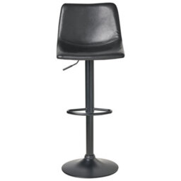 Wyld And Coco Ecolux Two Bar Stools Black Faux Leather Swivel Set Of 2 - Height Adjustable. - thumbnail 6