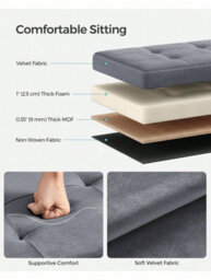 LEDREM Storage Ottoman, Foldable Small Ottoman Foot Rest, 38 X 76 X 38 Cm Foot Stool, Cube Ottoman With Storage - thumbnail 2