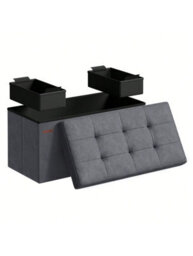 LEDREM Storage Ottoman, Foldable Small Ottoman Foot Rest, 38 X 76 X 38 Cm Foot Stool, Cube Ottoman With Storage - thumbnail 5