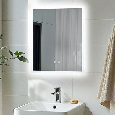 Luvodi 500X600mm Backlit Led Bathroom Mirror, Anti-Fog, 3 Colors Light, Dimmable Smart Makeup Mirror With Touch Switch - image 1