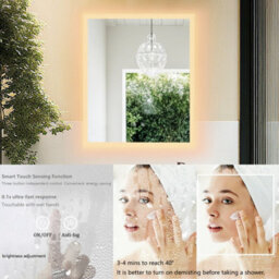 Luvodi 500X600mm Backlit Led Bathroom Mirror, Anti-Fog, 3 Colors Light, Dimmable Smart Makeup Mirror With Touch Switch - thumbnail 3