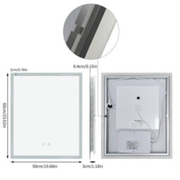 Luvodi 500X600mm Backlit Led Bathroom Mirror, Anti-Fog, 3 Colors Light, Dimmable Smart Makeup Mirror With Touch Switch - thumbnail 2