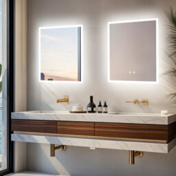 Luvodi 500X600mm Backlit Led Bathroom Mirror, Anti-Fog, 3 Colors Light, Dimmable Smart Makeup Mirror With Touch Switch - thumbnail 8