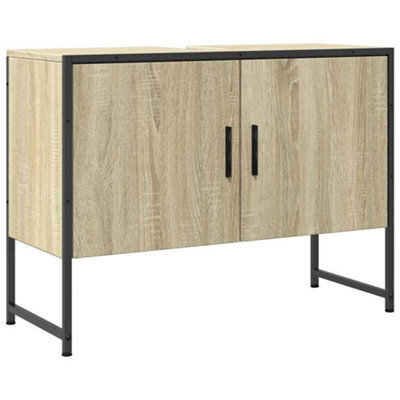 Berkfield Sturdy Bathroom Sink Cabinet Sonoma Oak 80X33X60 Cm Engineered Wood