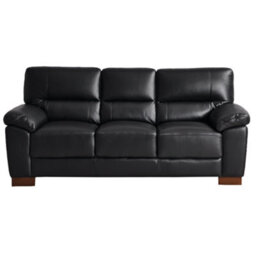 Furniture Instore Dalmore Genuine Leather Black 3 Seater Sofa - thumbnail 1