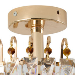 Living And Home Luxury Gold 5-Light Round Semi Flush Mount Crystal Ceiling Light With Double-Layer Design And  E14 Base, 38.5Cm Dia - thumbnail 6