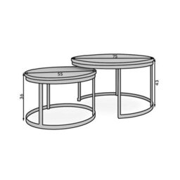 Okin 2 Piece Coffee Table Set Modern Metal Base With Durable Laminated Pvc Tops Large Small Duo Legs Black Tabletop Sonoma Oak - thumbnail 4