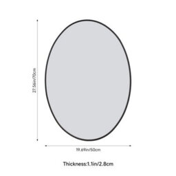 Living And Home Black Oval Aluminum Alloy Bathroom Mirror Hd Float Glass Wall Vanity Mirror 50X70Cm - thumbnail 7
