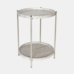 Ohs Ribbed Two-Layer Tray Side Table Engineered Wood End Tables - Travertine - thumbnail 3