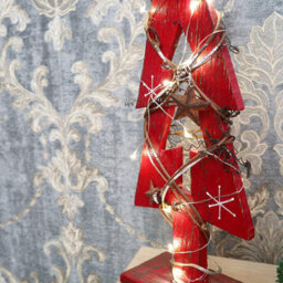 Shatchi 30Cm Red Tree Wooden Led Tree Tabletop Centrepiece Christmas Holiday Home Decoration With 20 Warm White Leds Green Tree - thumbnail 5