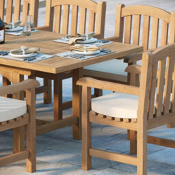 Eterna Oslo Teak Garden Outdoor Dining Table & 8 Seat Chair Set - With Black Cushions - thumbnail 4