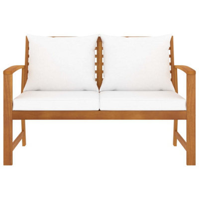 Berkfield Durable Garden Bench 120 Cm With Cream Cushion Solid Wood Acacia - image 1