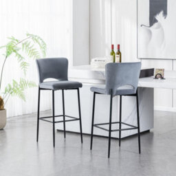More4Homes Lily Velvet Bar Stool Padded Seat Metal Legs (Grey) - thumbnail 7