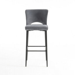 More4Homes Lily Velvet Bar Stool Padded Seat Metal Legs (Grey) - thumbnail 2