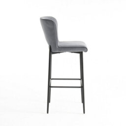More4Homes Lily Velvet Bar Stool Padded Seat Metal Legs (Grey) - thumbnail 4