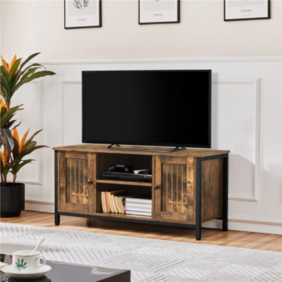 Yaheetech Rustic Brown Farmhouse Tv Cabinet With 2 Doors And Cable Management - image 1
