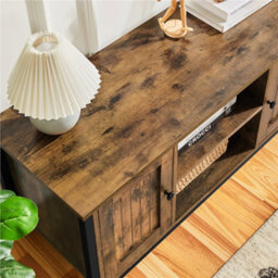 Yaheetech Rustic Brown Farmhouse Tv Cabinet With 2 Doors And Cable Management - thumbnail 2