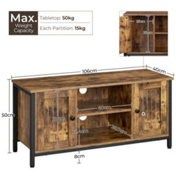 Yaheetech Rustic Brown Farmhouse Tv Cabinet With 2 Doors And Cable Management - thumbnail 3