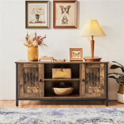 Yaheetech Rustic Brown Farmhouse Tv Cabinet With 2 Doors And Cable Management - thumbnail 8