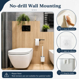 Mass Dynamic White Toilet Brush With Holder, Flexible Silicone Brush Head, Long Non-Slip Handle, Ventilated Anti-Drip Holder - thumbnail 7